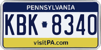 PA license plate KBK8340