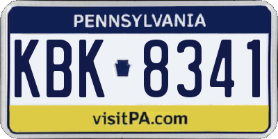 PA license plate KBK8341