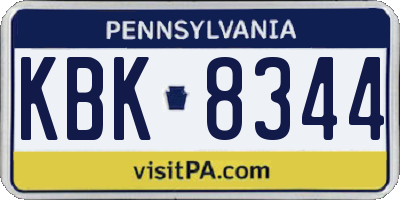 PA license plate KBK8344