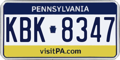 PA license plate KBK8347