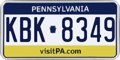 PA license plate KBK8349