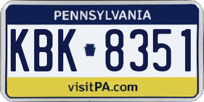 PA license plate KBK8351