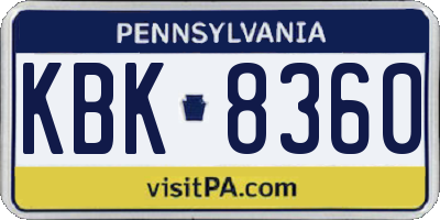 PA license plate KBK8360