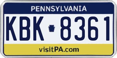 PA license plate KBK8361