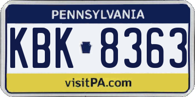 PA license plate KBK8363