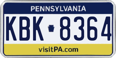 PA license plate KBK8364