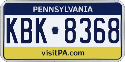 PA license plate KBK8368