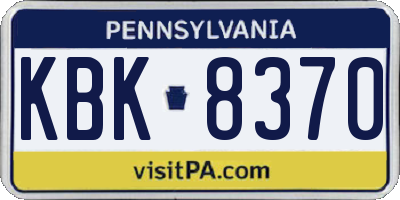 PA license plate KBK8370