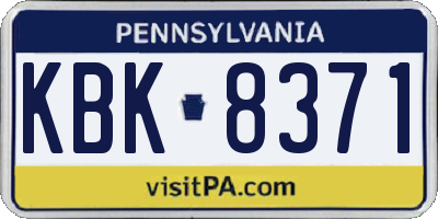 PA license plate KBK8371