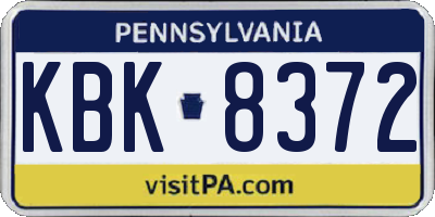 PA license plate KBK8372