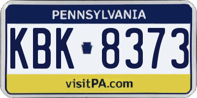 PA license plate KBK8373