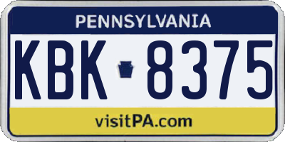 PA license plate KBK8375