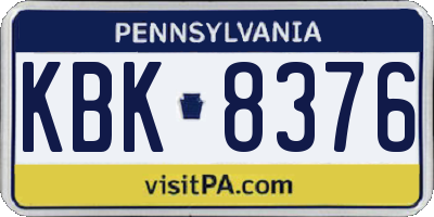 PA license plate KBK8376