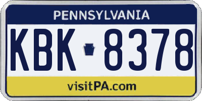 PA license plate KBK8378