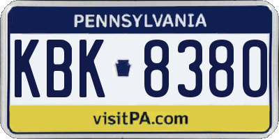 PA license plate KBK8380