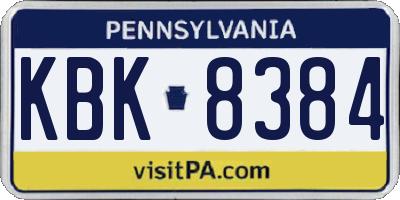 PA license plate KBK8384