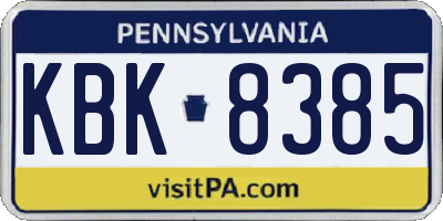 PA license plate KBK8385