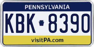 PA license plate KBK8390