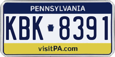 PA license plate KBK8391