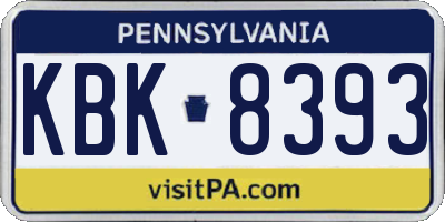 PA license plate KBK8393