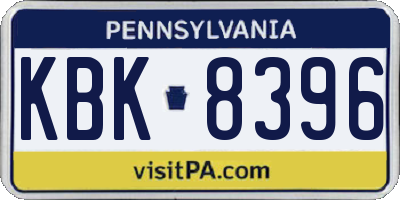PA license plate KBK8396