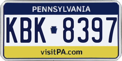 PA license plate KBK8397