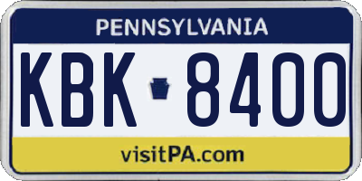 PA license plate KBK8400