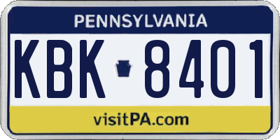 PA license plate KBK8401