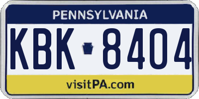 PA license plate KBK8404