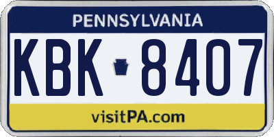PA license plate KBK8407
