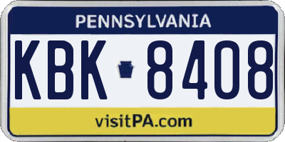 PA license plate KBK8408