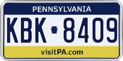 PA license plate KBK8409