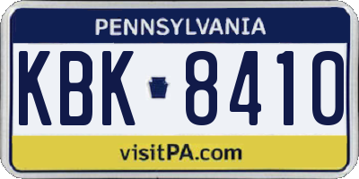 PA license plate KBK8410
