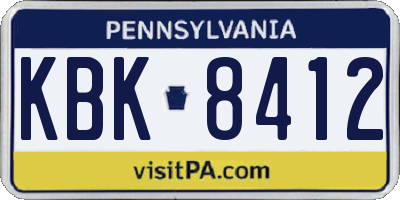 PA license plate KBK8412