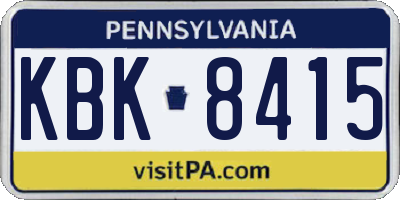 PA license plate KBK8415