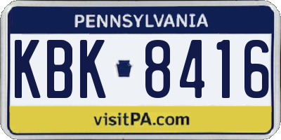 PA license plate KBK8416
