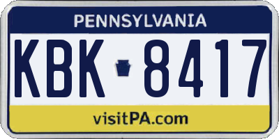 PA license plate KBK8417