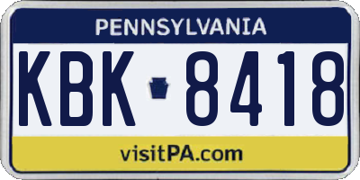 PA license plate KBK8418