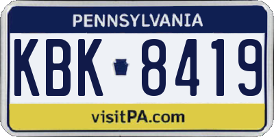 PA license plate KBK8419