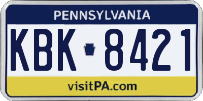 PA license plate KBK8421