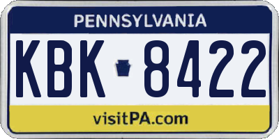 PA license plate KBK8422
