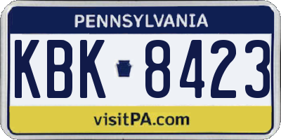 PA license plate KBK8423
