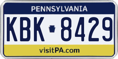 PA license plate KBK8429
