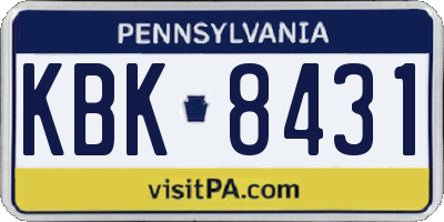 PA license plate KBK8431