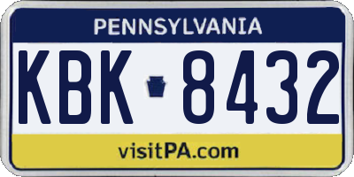 PA license plate KBK8432