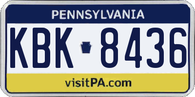 PA license plate KBK8436