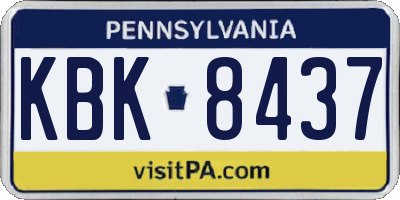 PA license plate KBK8437