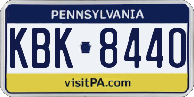 PA license plate KBK8440