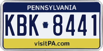 PA license plate KBK8441