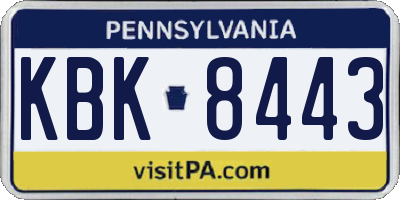 PA license plate KBK8443